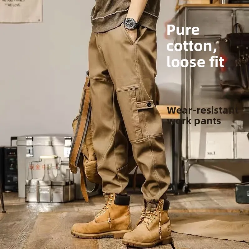 

Свободные хлопковые рабочие брюки American Sle, мужские весенне-осенние новые брюки для рабочей одежды Sle Harlan, большие размеры, износостойкие