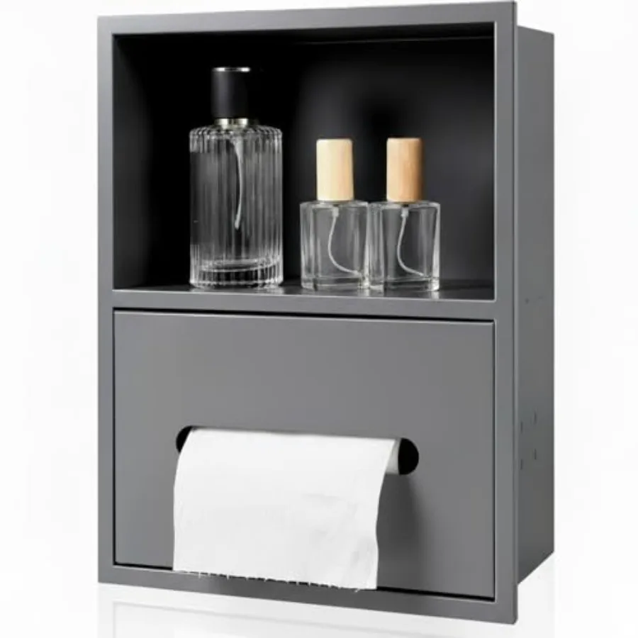 

ed Toilet Per Holder Two-Tier Baroom Shelf SinleSteel wi Storage in l Tissue Toilet Roll Holder Matte y