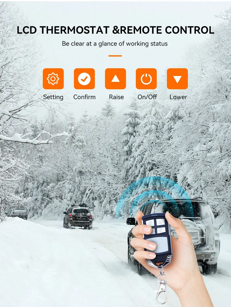 سخان هواء ديزل مزدوج الجهد 5 كيلو وات، سخان ركن يعمل بالتحكم عن بعد 12 فولت/24 فولت مع تسخين فعال للشاحنة/RV/التخييم #4