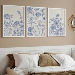 Chinese Blue Botanica painting Minimalist classic art home decoration painting poster wall art wall art decor canvas