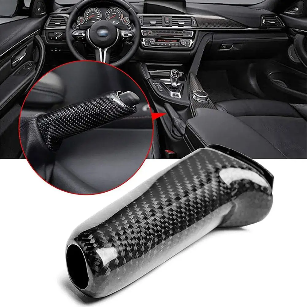 Capa de alça de freio de mão frontal texturizada de fibra de carbono, resistente a arranhões, interior automotivo para bmw e46 e90 e92 f30 f32 n4m4