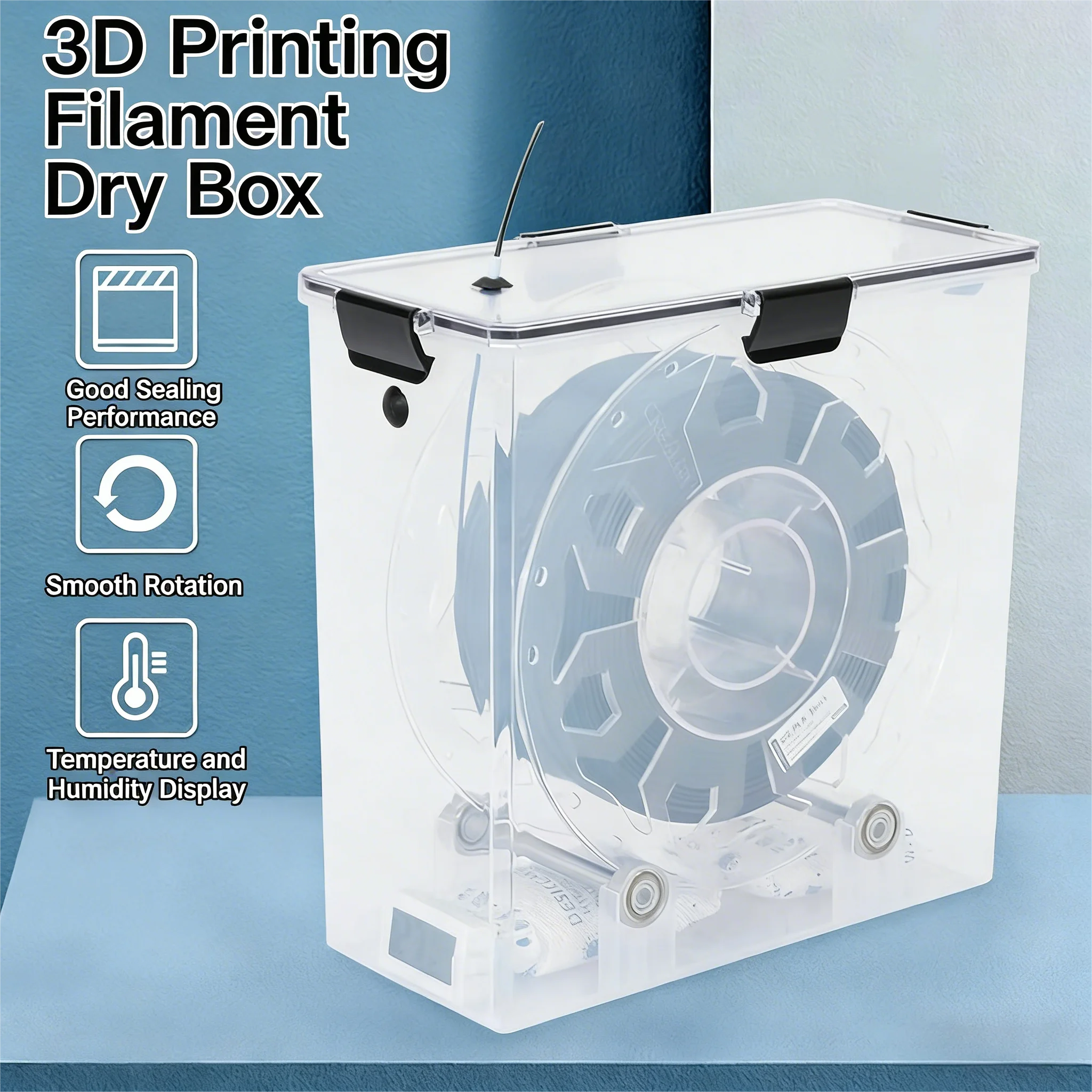 Scatola Essiccatore Filamento per Stampante 3D, Ermetica e Anti-Umidità, con Monitoraggio in Tempo Reale, Contenitore Porta Utensili