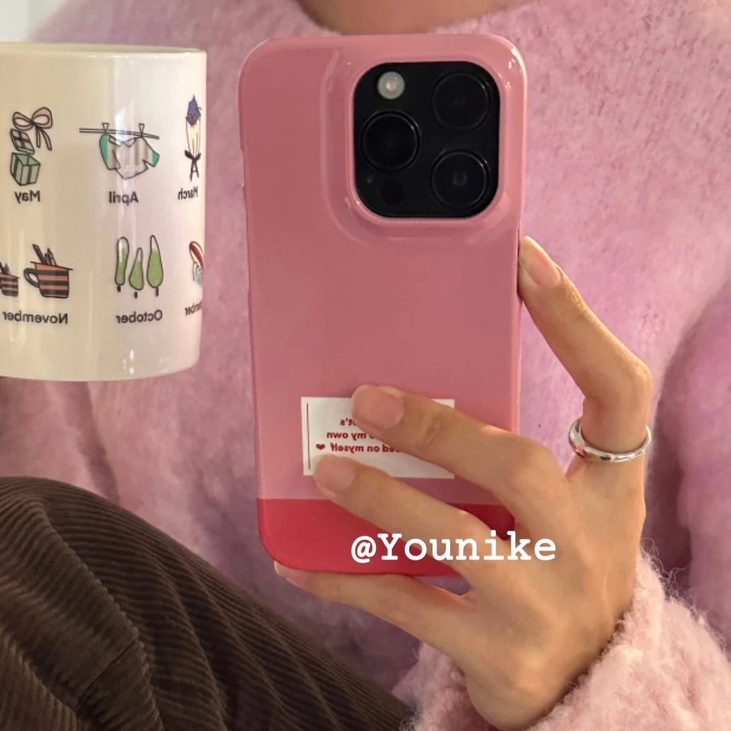 

Корейский чехол Ins с нежной французской розовой строчкой для iPhone 16pro/14Promax Apple 11/12/78