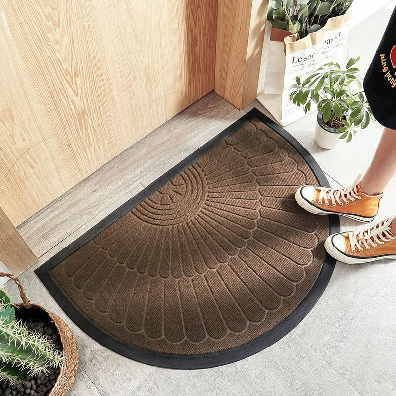 Rubber Scrape Door Mats Outdoor Indoor Semicircle Dirt Trapper Mat Non Slip Doormat for Entrance Home Carpet Floor Mat Entry Rug