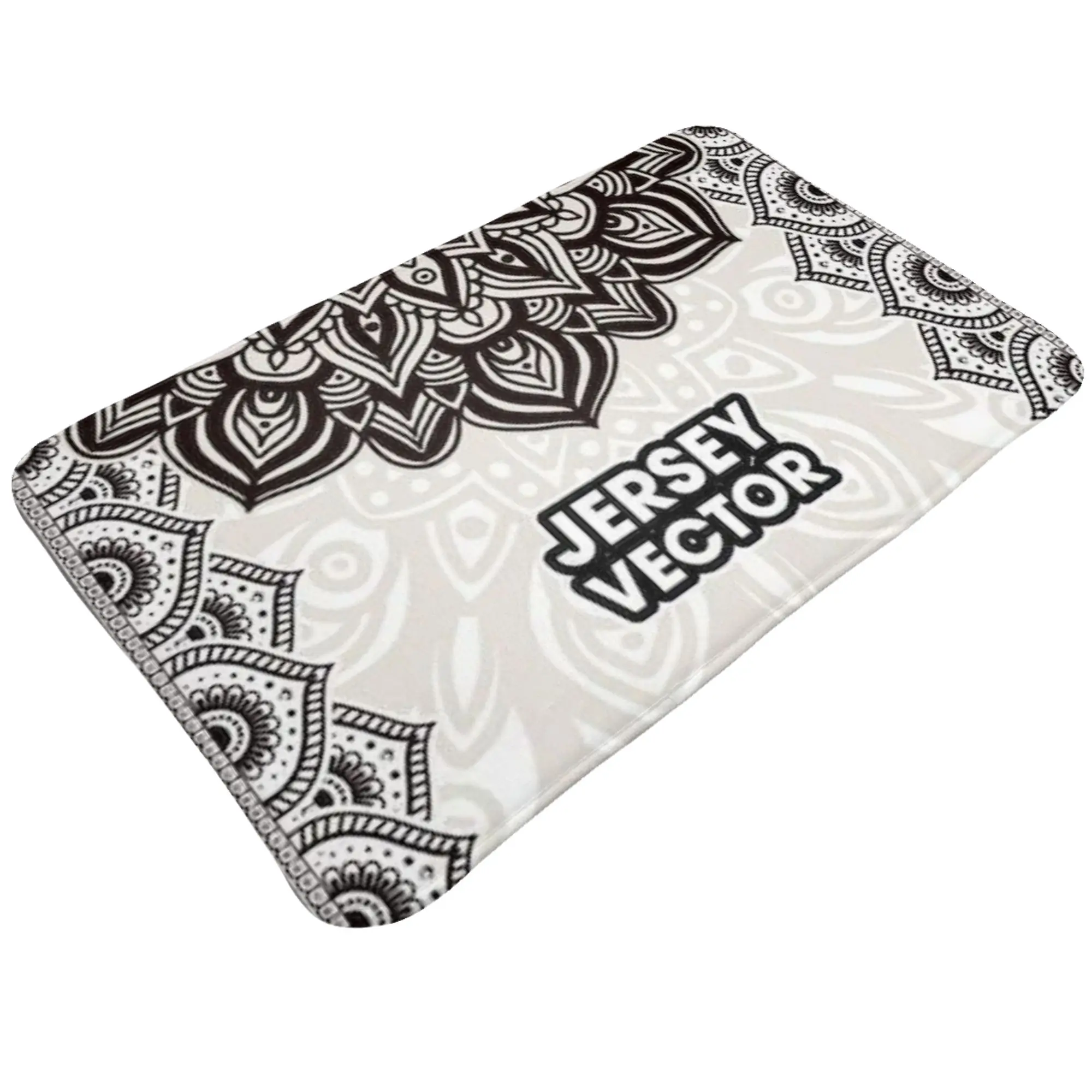 Black White Mandala Ornate Jersey Background Anti-Slip Doormat Bedroom Mat  Welcome Indoor Home Decor
