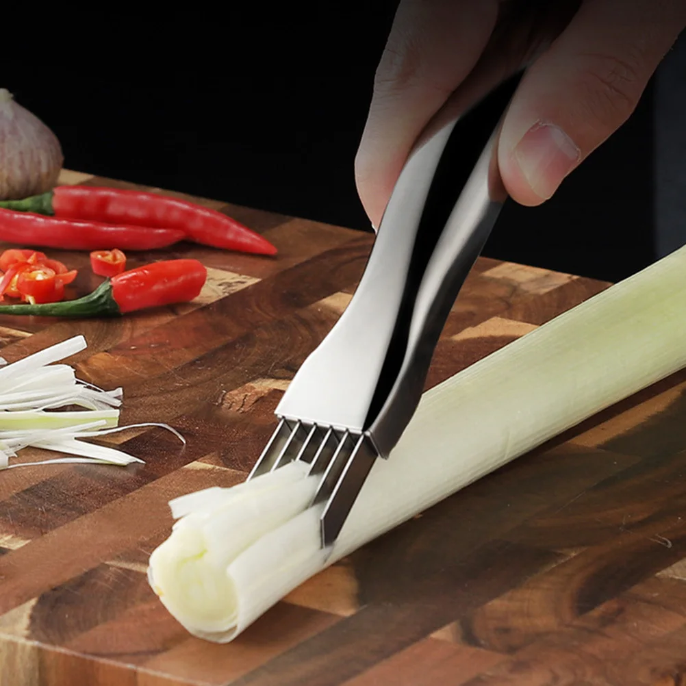 

2Pcs Stainless Steel Scallion Slicer Sturdy Kitchen Cutter Green Onion Scallion Cutting Tool Vegetable Cutter Kitchen Slicer