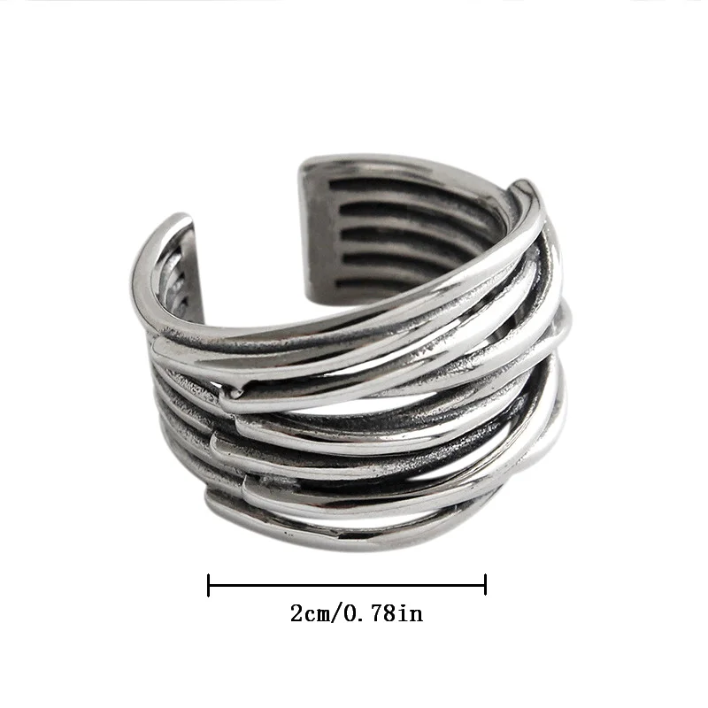 Fashion Geometric Handmade Irregular Interware Lines Ring For Women Girls Personality Irregular Adjustable Open Rings Gifts