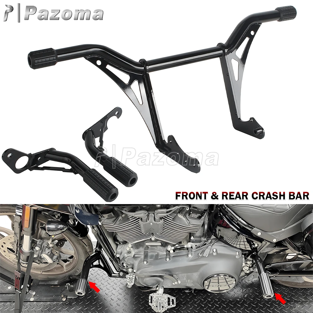 Pazoma Vorderer und Hinterer Highway-Motorschutz Crash Bar für Harley Softail Low Rider S ST FXLRST Street Fat Bob Standard FXBB FXFB FXST