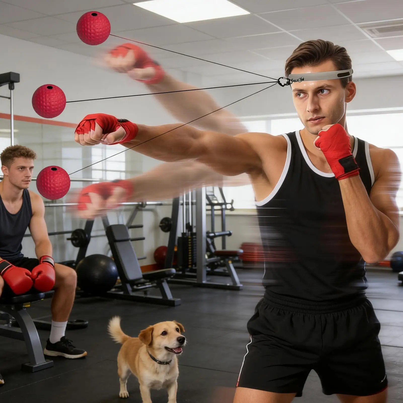 كرة تدريب الملاكمة، كرة تدريب الملاكمة، كرة تدريب الملاكمة مع عصابة رأس لغرفة المعيشة وغرفة النوم والصالة الرياضية للرجال #4