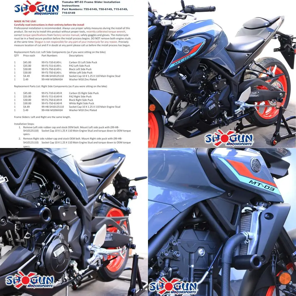 

Shogun USA Made Yam MT-03 MT 03 MT03 2016 2017 2018 2019 2020 2021 2022 2023 2024 2025 Ползунки без выреза Черные - 750-6149