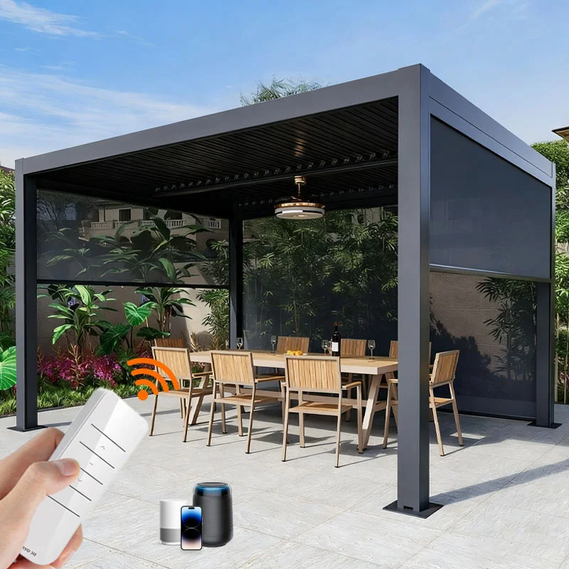 High Quality Motorized Waterproof Windproof Aluminum Roller Blinds with Retractable Screen for Outdoor Patio and Balcony