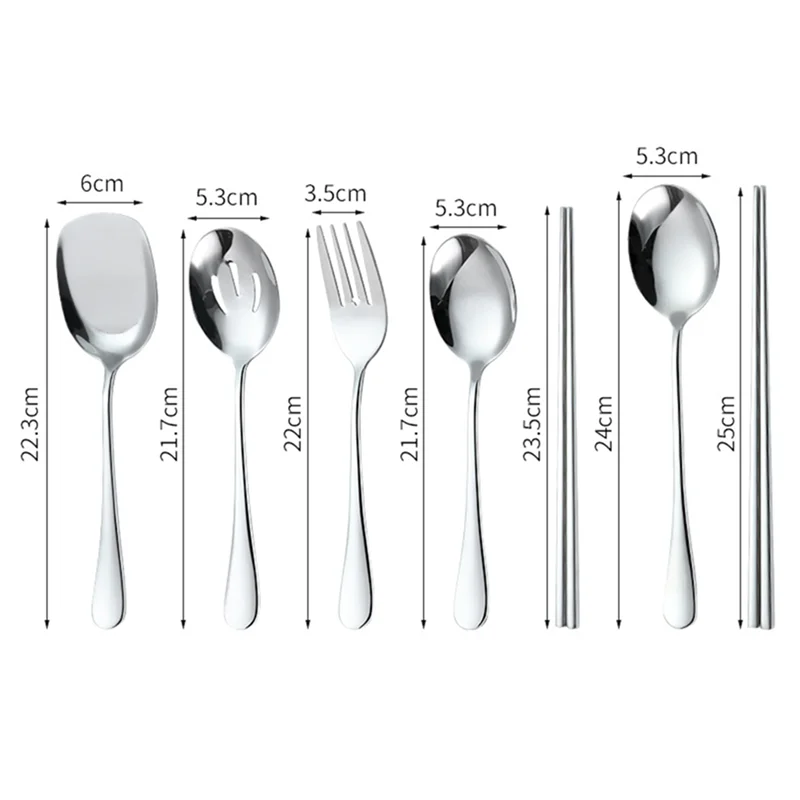 Stainless Steel Serving Spoon and Fork Chopsticks Cutlery Sets for Buffet Long Handle Home Dinnerware Tableware Kitchen Utensils