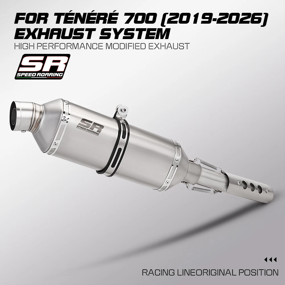 Motorcycle exhaust system FORT700S T700 Tenere700 T700N T162 middle section exhaust system connection 51mm muffler kit 2019-2026