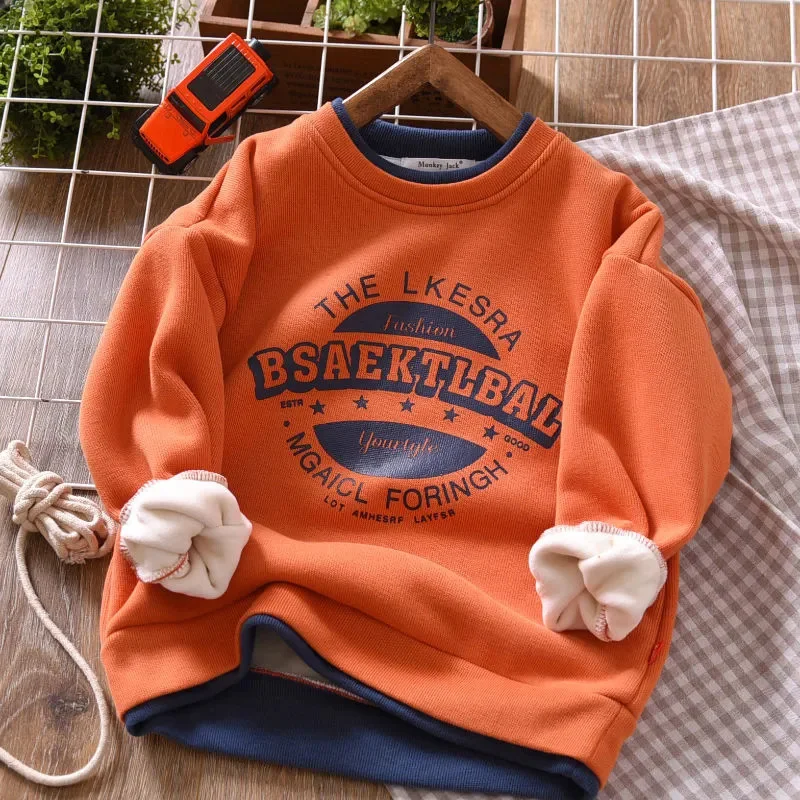 Kids Padded Sweatshirt Winter Boys Girls Fleece-Lined Warm Cotton Pullover Autumn Long Sleeve Sportwear Children's Jackets 4-14Y image 2