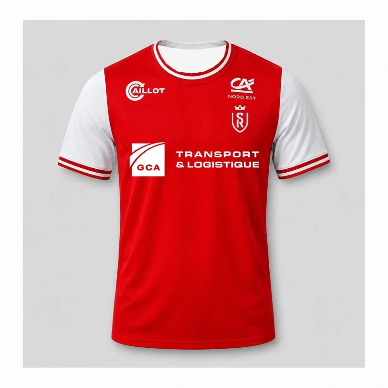 Stade de Reims 3D-Druck Fußballtrikot Herren Damen Sommer Outdoor T-Shirt Atmungsaktiv Schnelltrocknend Streetwear Kleidung Unisex – Detail 2
