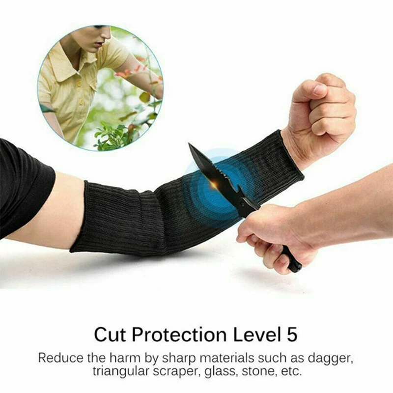 1 /2 Pair Cut-Resistant Arm Guard Sleeve Outdoor Work Safety Protection Product Black  Anti-cutting Protective Glove  Sleeves