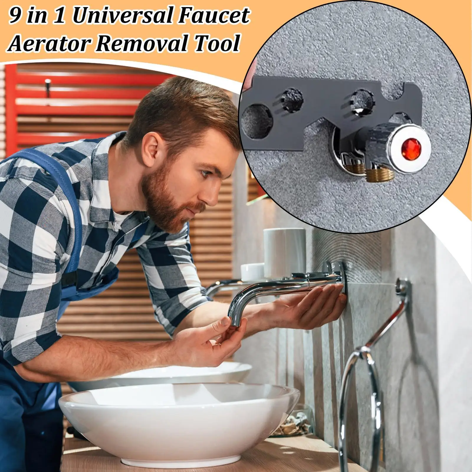 Sink Aerator Removal Tool 9-in-1 Stainless Steel Disassembly Wrench For Faucet Aerators For Homeowners Facility Managers