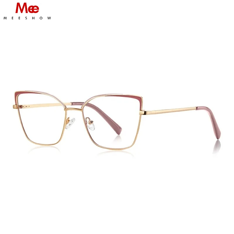 

MEESHOW High Quality Metal Glasses Frame Custom logo Anti blue ray Lenses Optical Eyeglasses Prescription Spectacles Gafas