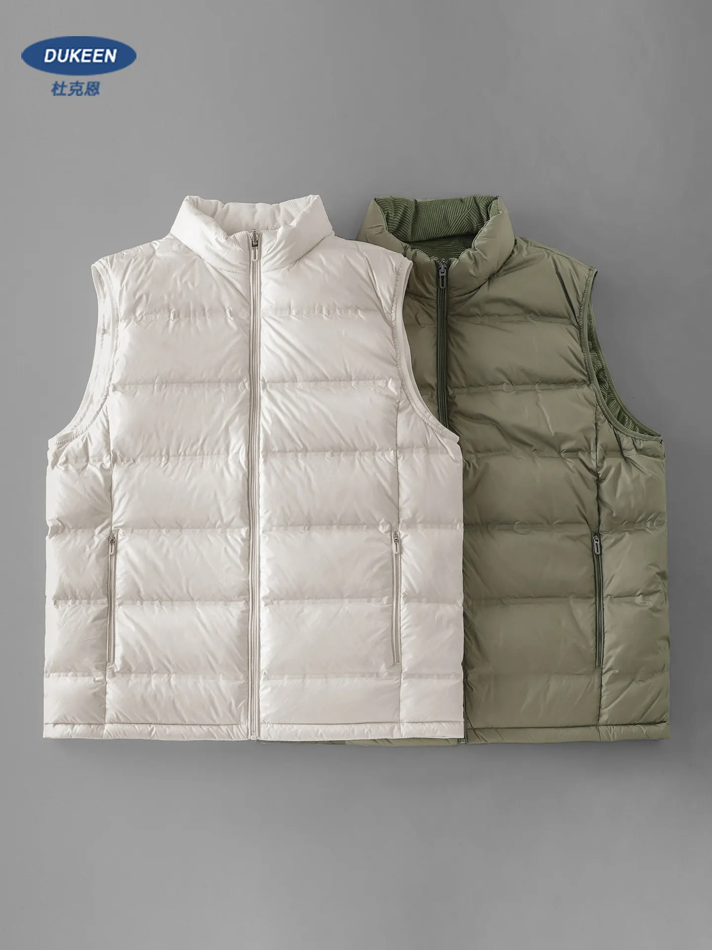 

Мужской двусторонний жилет DUKEEN с 90% белым утиным пухом, легкий зимний утепленный жилет-пуховик без рукавов, теплая куртка без рукавов