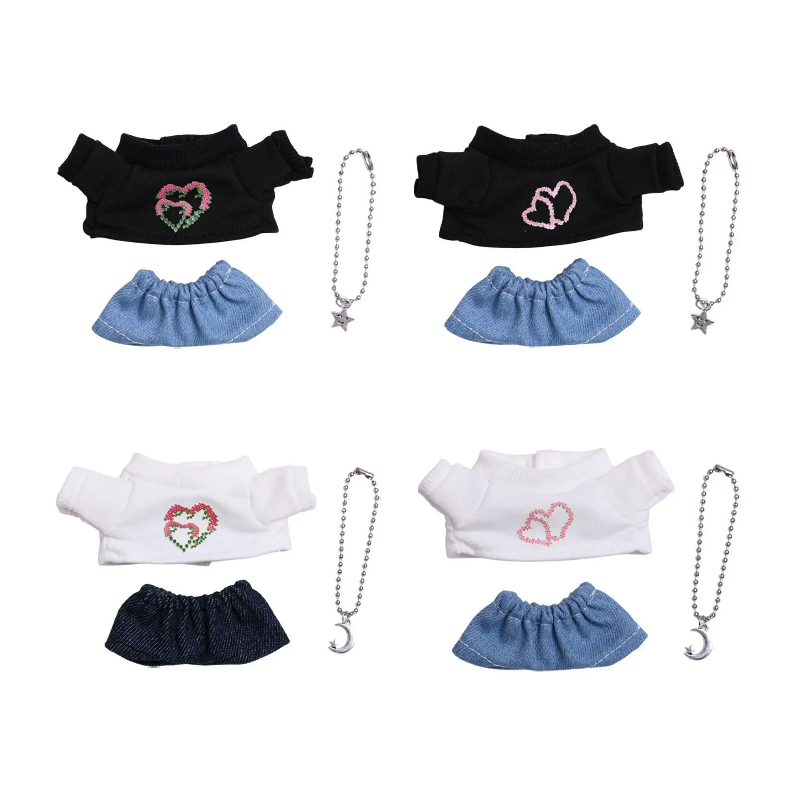 3x Doll T-shirt Mini Stylish Lovely Handmade Collectible Doll Clothes Doll Outfit for 15/17 Dolls Pendant Doll Birthday Gifts