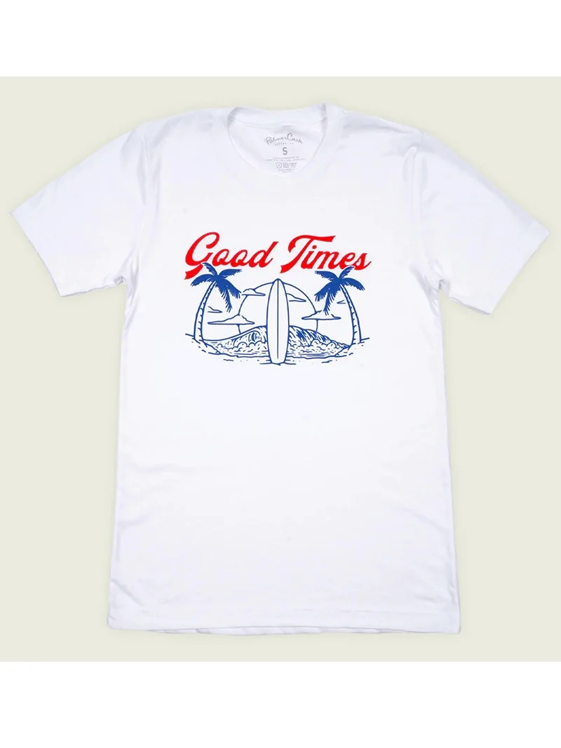 

Good times Beach American Retro Simple ex ort Sve T-irt Cotton Youth Faion Spring Anti-Wrinkle Printed round Ne