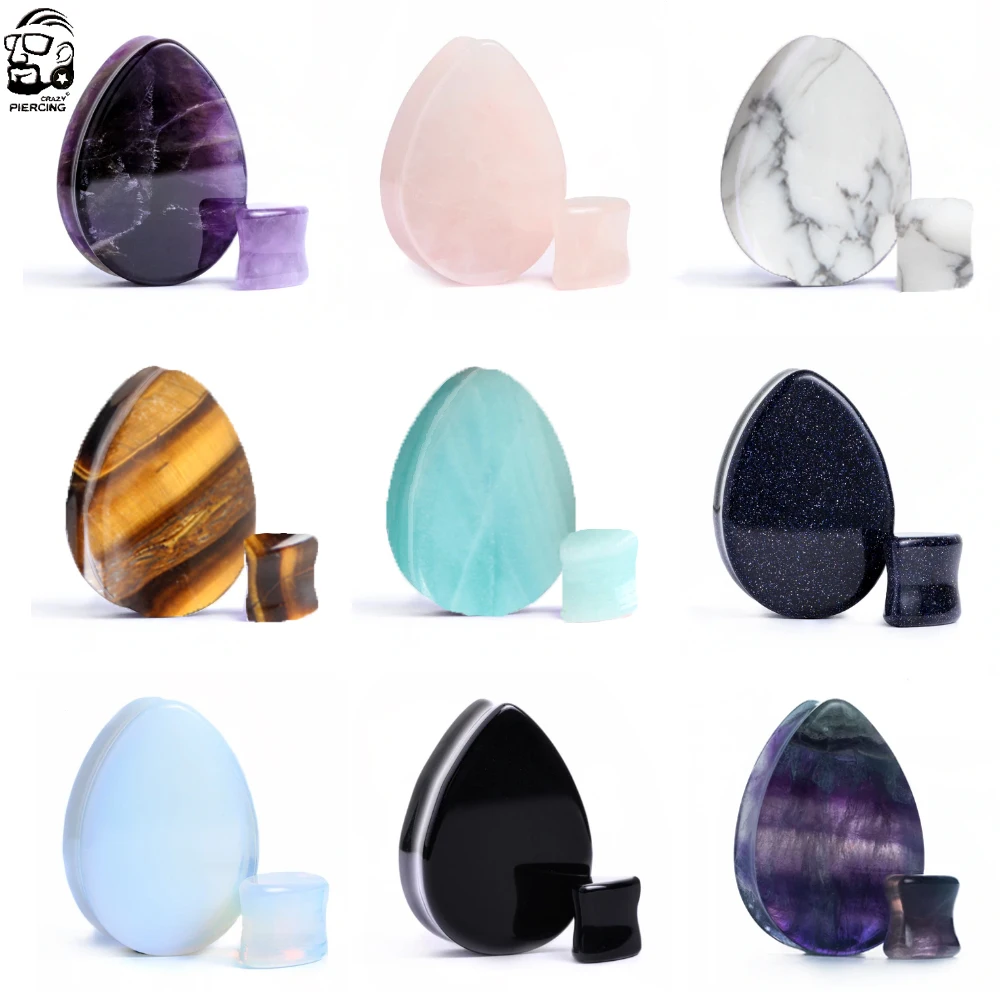 2 szt. Kamienne zatyczki do uszu tunele Flesh Flare siodło Piercing Oreja kolczyki wskaźniki Punk Helix Labret nosze Expander biżuteria do ciała