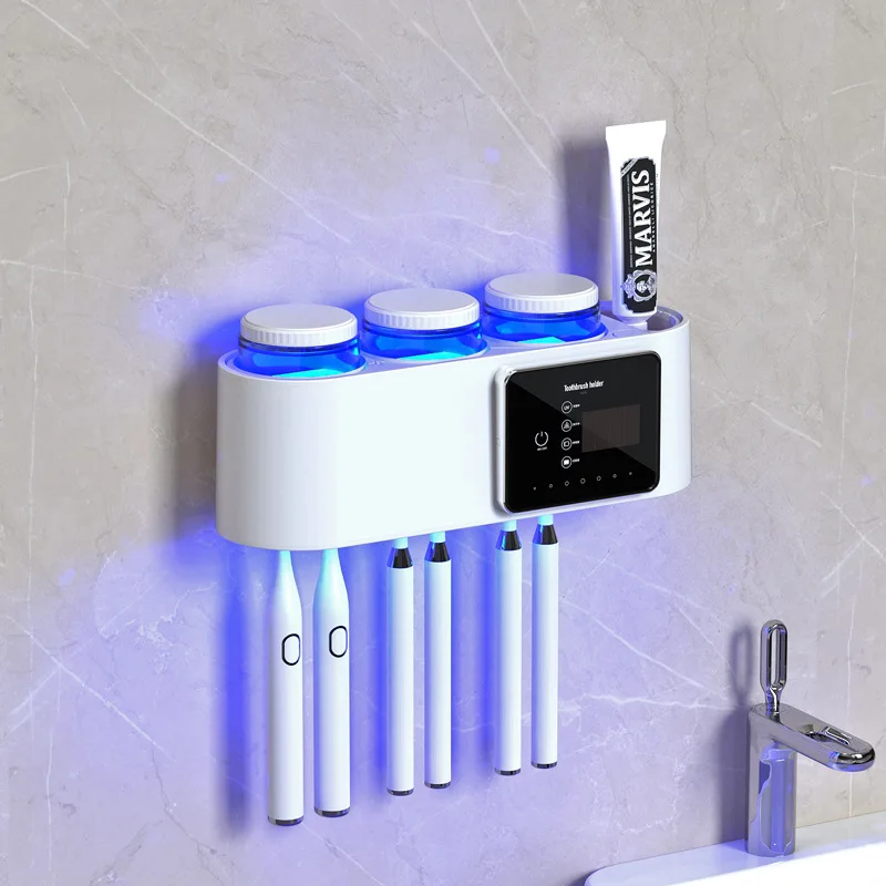 UV Toothbrush Automatic Sterilizer Air-dried Solar Energy USB Charge Wall-mounted with LED Display Home Bathroom Accessories