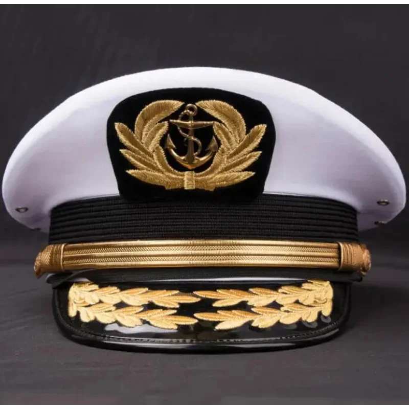 

Navigator Seaman Cap Embroidered Hat Captain Mariner Men Officer Stage Performance Wear