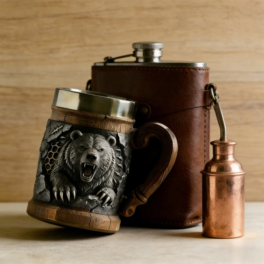 Hand-painted Creative North American Grizzly Bear Beer Mug 3D
