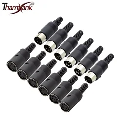 10pcs 3/4/5/6/7/8/13 Pins DIN Connector Male/Female DIN Plug Jack Socket Connector Chassis Cable Mount With Plastic Handle