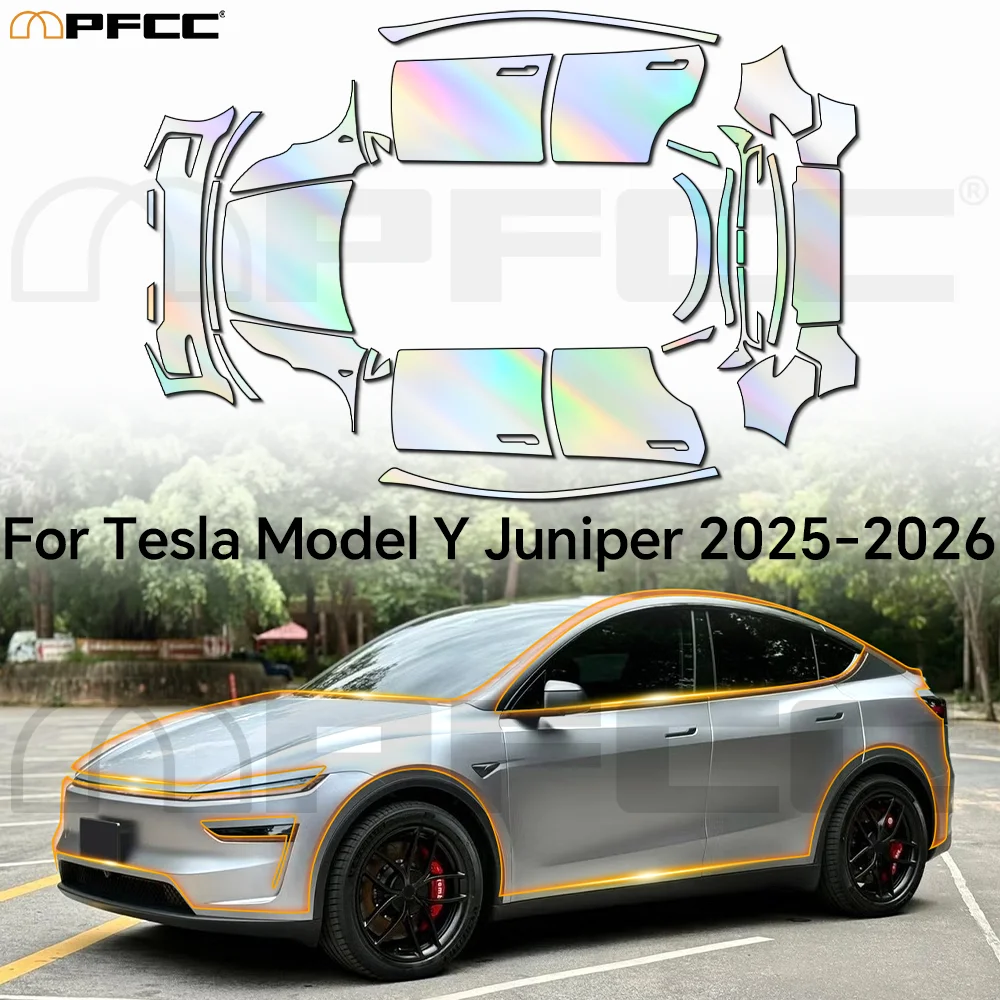 

9 мил для Tesla Model Y Juniper 2025 2026 Предварительно вырезанная защитная пленка из ТПУ, устойчивая к царапинам, защитная пленка PPF, полный автомобильный прозрачный комплект