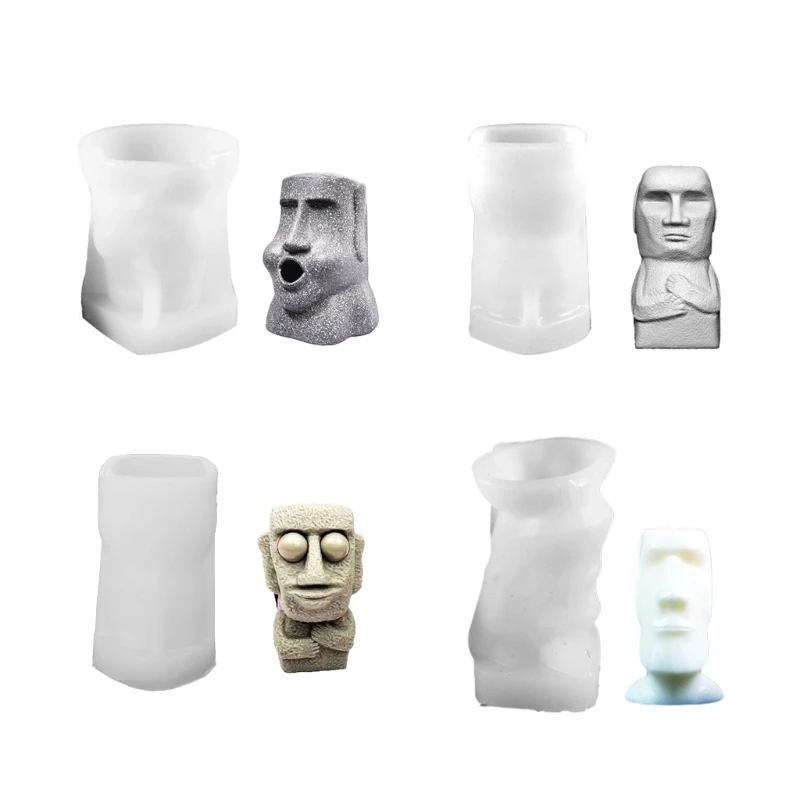 Silicone Mold Fun Moai Statue Mold for Gypsum Making