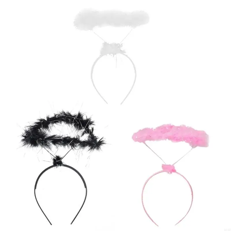 

918F Headband Angel Hairband Non Slip Christmas Headpiece Photo Props Fancy Dress Cosplay Accessories