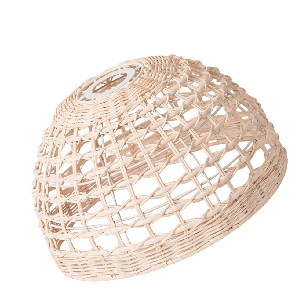 

Rattan Lampshade Home Decor H woven Light Cover Hanging Lamp Shades E27 Hotel Vintage Semi Round Rustic Safe Reusable