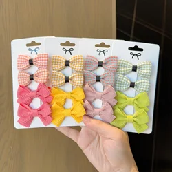 4Pcs/set New Cute Solid Color Houndstooth Bow Lovely Girls Hairpins Children Headwear Hairgrip Hair Clips Hair Accessories Gift