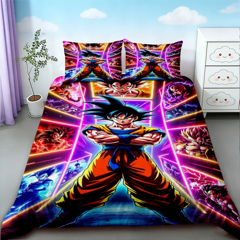 

Kids Goku Duvet Cover Dragon Ball Bedding Set Soft and Comfortable for Bedroom Home Decor Queen King Size Boys Gifts