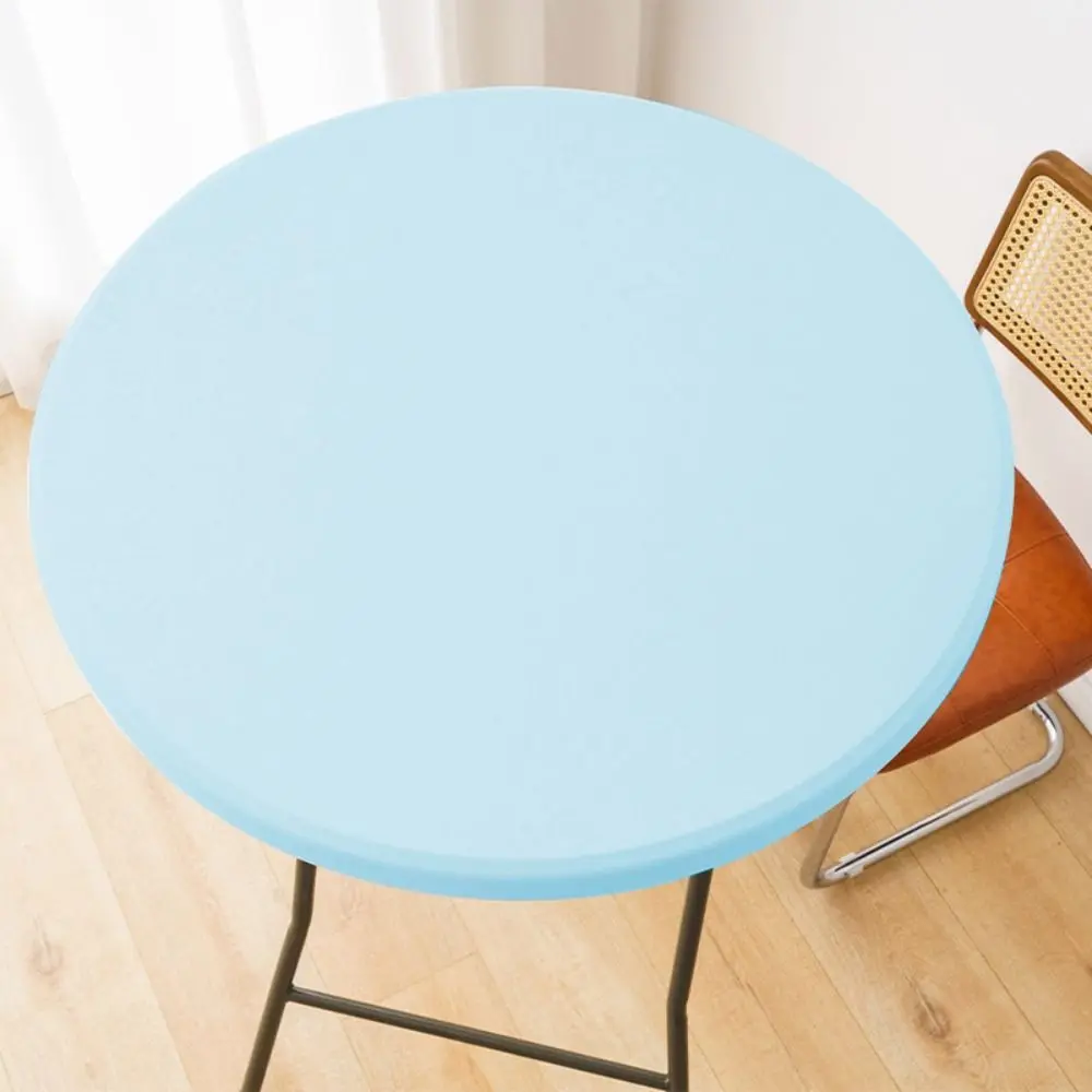 لوازم الحفلات غطاء طاولة مرن من حرير الحليب مقاوم للماء مفرش طاولة طعام مستدير بلون سادة مفرش طاولة خارجي #4