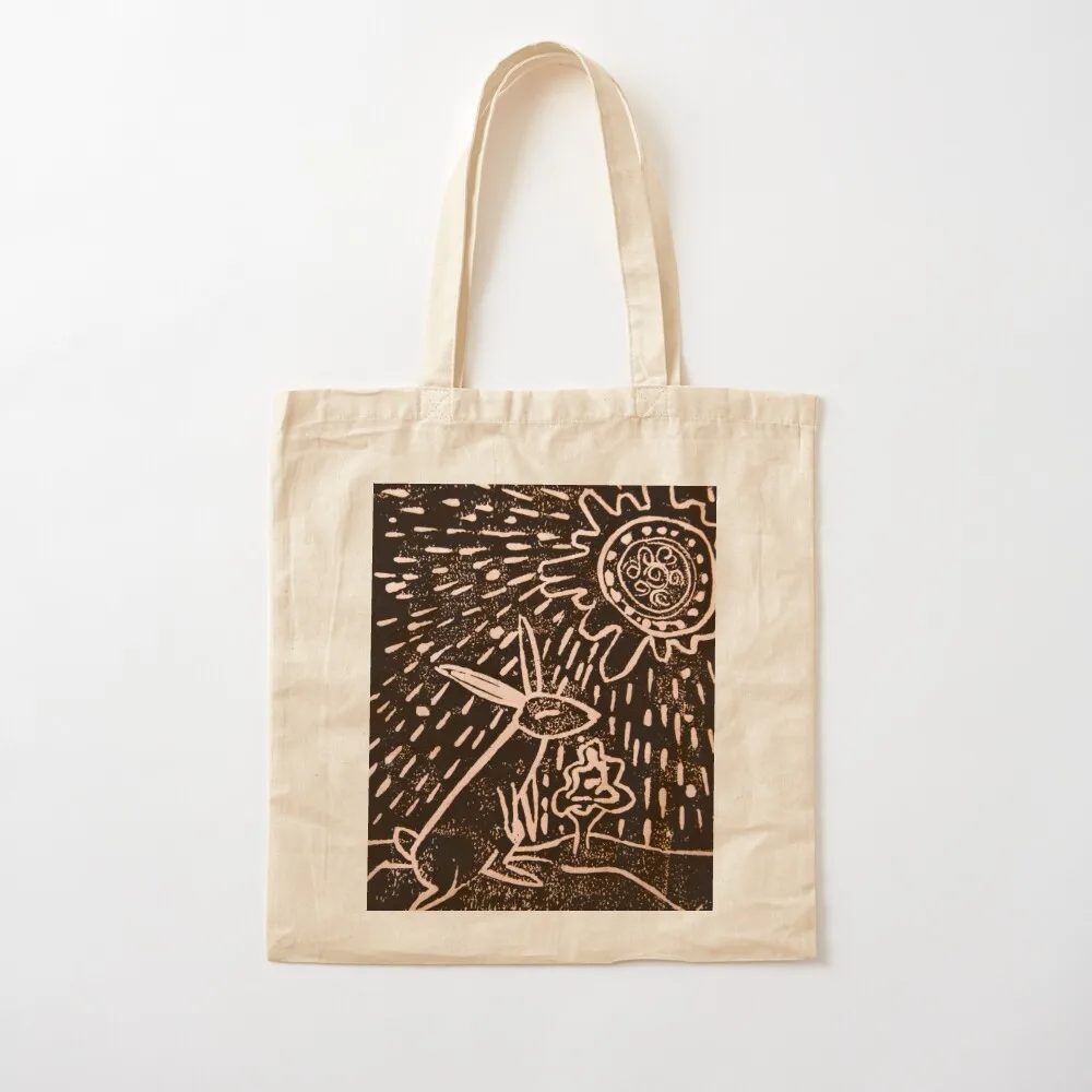 Rabbit / Hare Lino Print Watership Down Tote Bag personalized tote custom fabric bag Lady bag