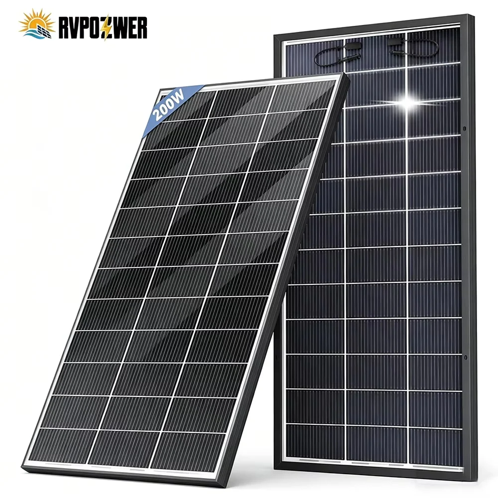 RVPOZWER 200W Bifaziales Solarmodul 18BB N-Typ Mono-Zellen 24,5% Hocheffiziente PV-Leistung für Hausdach Apartment Balkon Netzunabhängig Outdoor Camping 200W/400W/800W