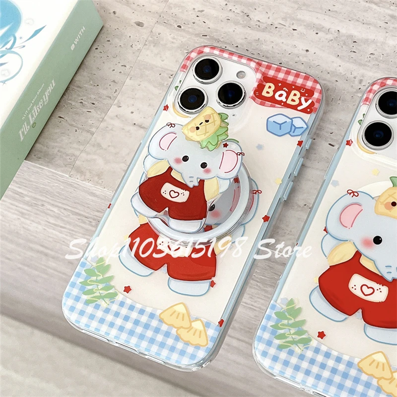 한국어 귀여운 회전 코끼리 마그네틱 홀더 전화 Griptok Grip Tok 전화 스탠드 지원 iPhone Magsafe 액세서리 Smart Tok