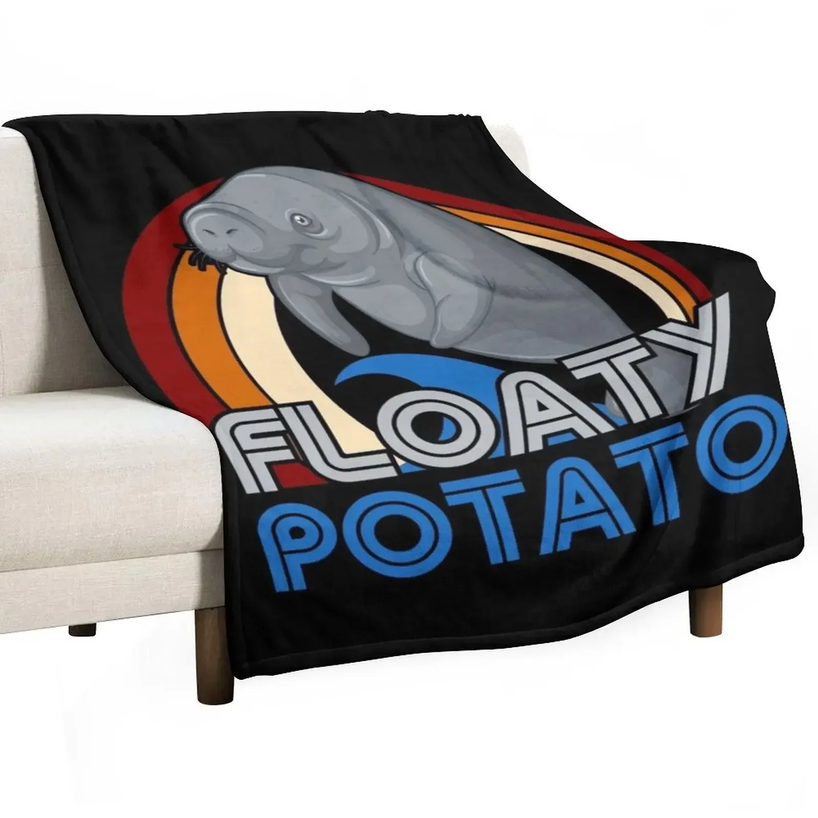 Floaty Potatoes Vintage Manatee Gift Throw Blanket Multi-Purpose Picnic Weighted Soft Blankets