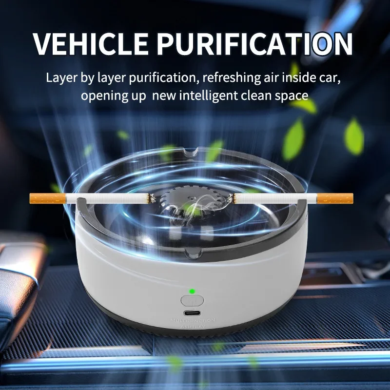 Rechargeable Ashtray Air Purifier for Home Use, Living Room, Office, Car Mounted Smoking Tray, Eliminate Smoke Odor