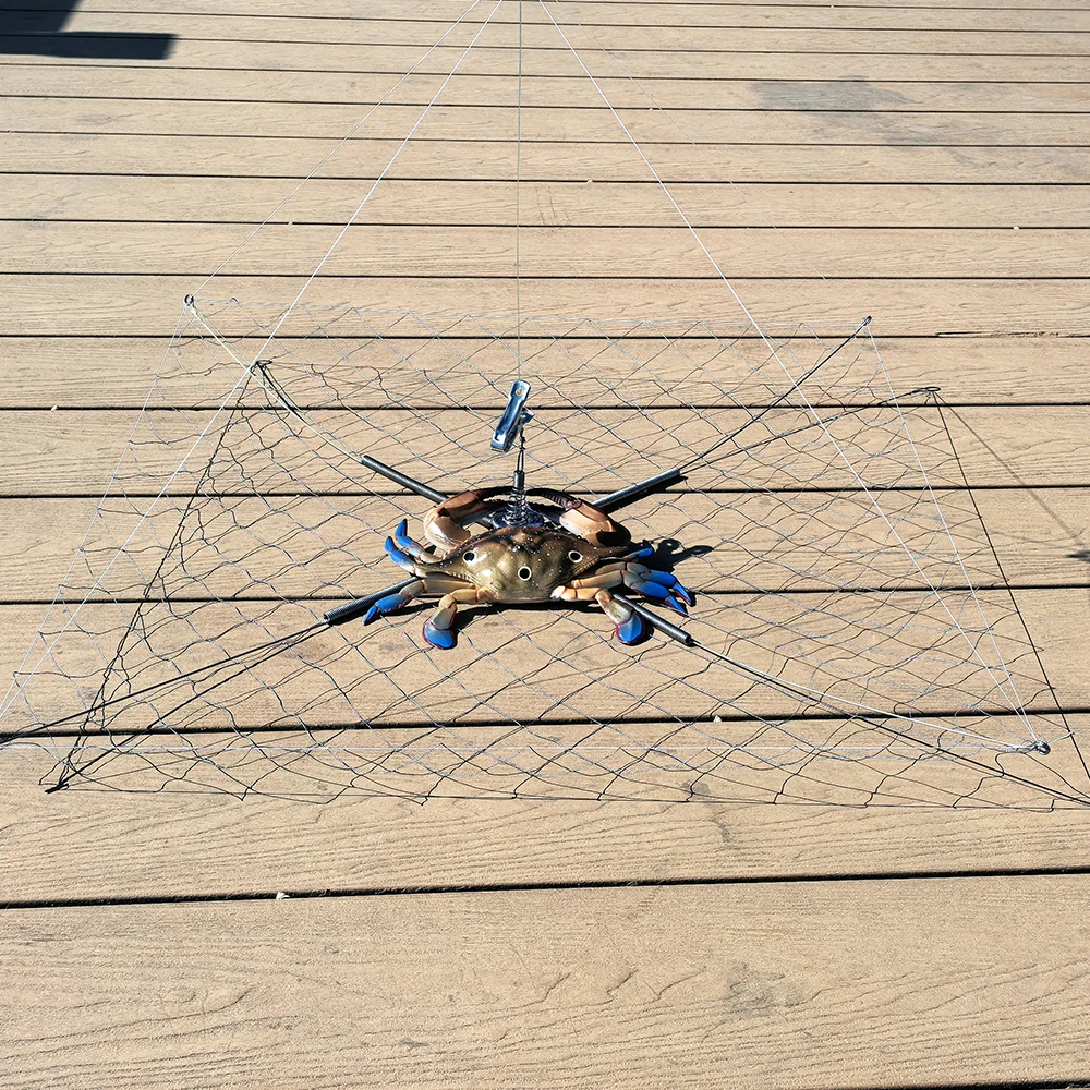 1pc anti Bite Wire Crab Cage, Underwater Elastic Shrinkage Fishing Net, 60cm Diameter, Professional Underwater Fishing equipment