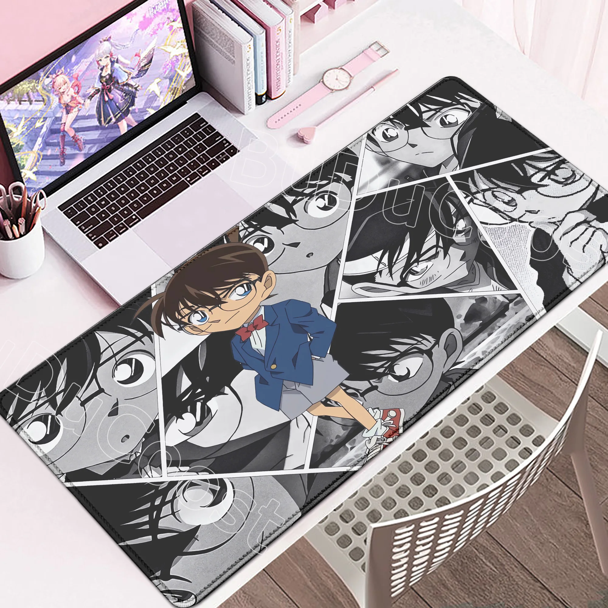 New Cool Wallpaper Anime Detective Conan Mousepad HD Print Computer Gamer Locking Edge Kaitou Kid Mouse Pad XXL Keyboard PC Mats