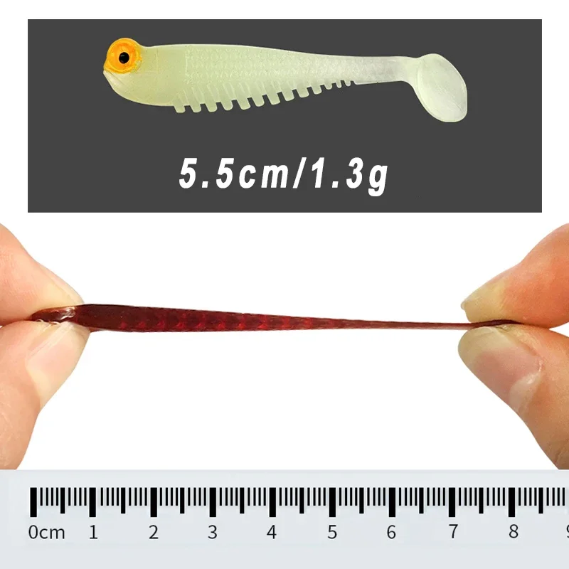 10pcs/Lot 5cm 1.3g Fish Silicone Worm Soft Lures Fake Bait Sea Fishing Swimbait Surface Artificial Spinnerbait