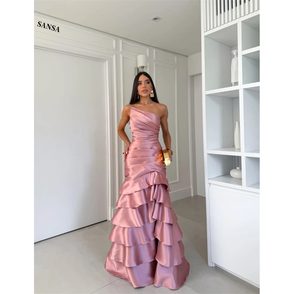 Sansa Customized Pink Tiered Ruffle Mermaid Corset Prom Dresses Sleeveless Vestidos De Noche Floor-Length Formal Evening 2026