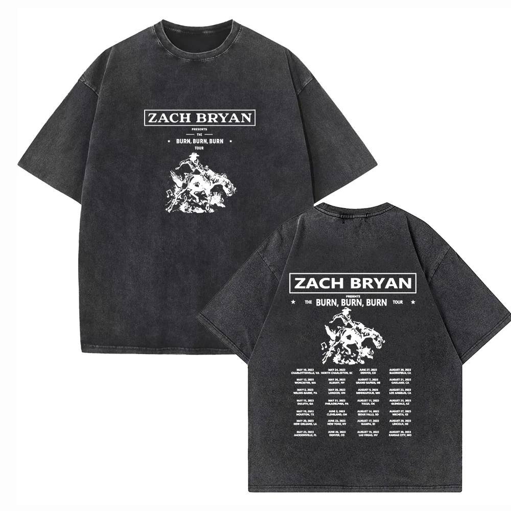 

Zach Bryan Burn Burn Burn World Tour Shirts Harajuku O-Neck Cotton Vintage T-Shirts Fans Gift Tops