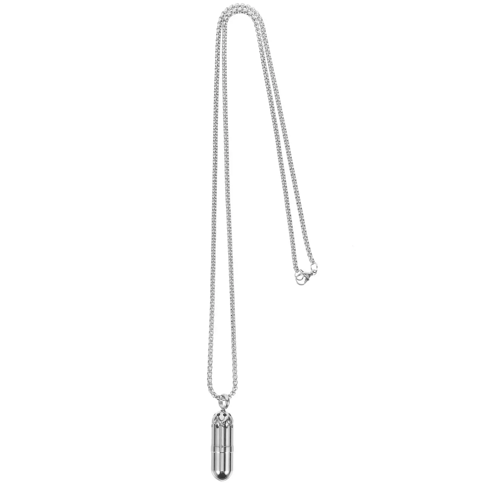 

Steel Perfume Bottle Necklace Aromatherapy Jewelry for Women Fragrance Pendant Man