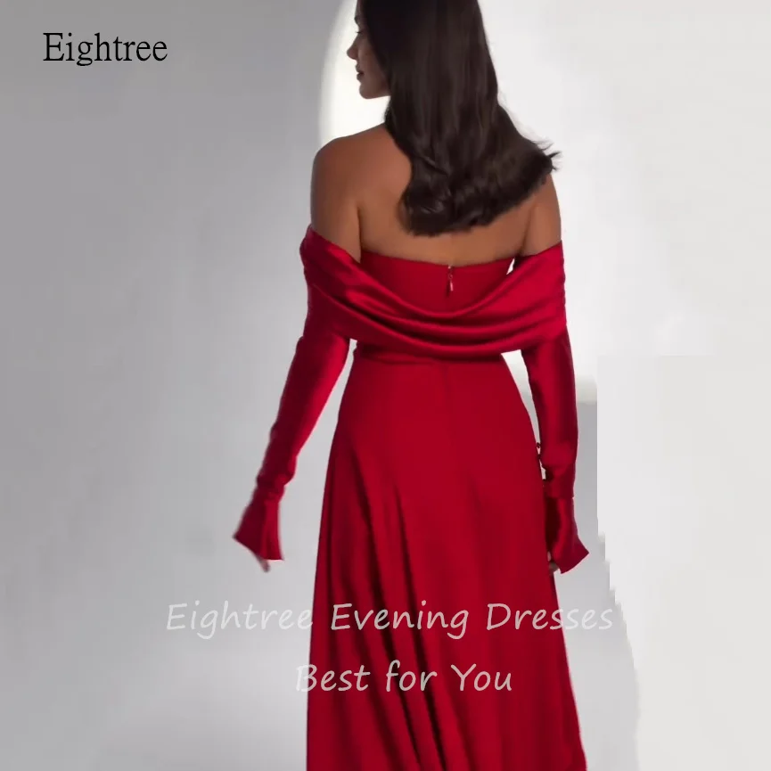 Eightree Classic Red A-line Prom Gowns Off The Shoulder Formal Party Gown Floor Length Evening Dress فساتين سهرة Customized