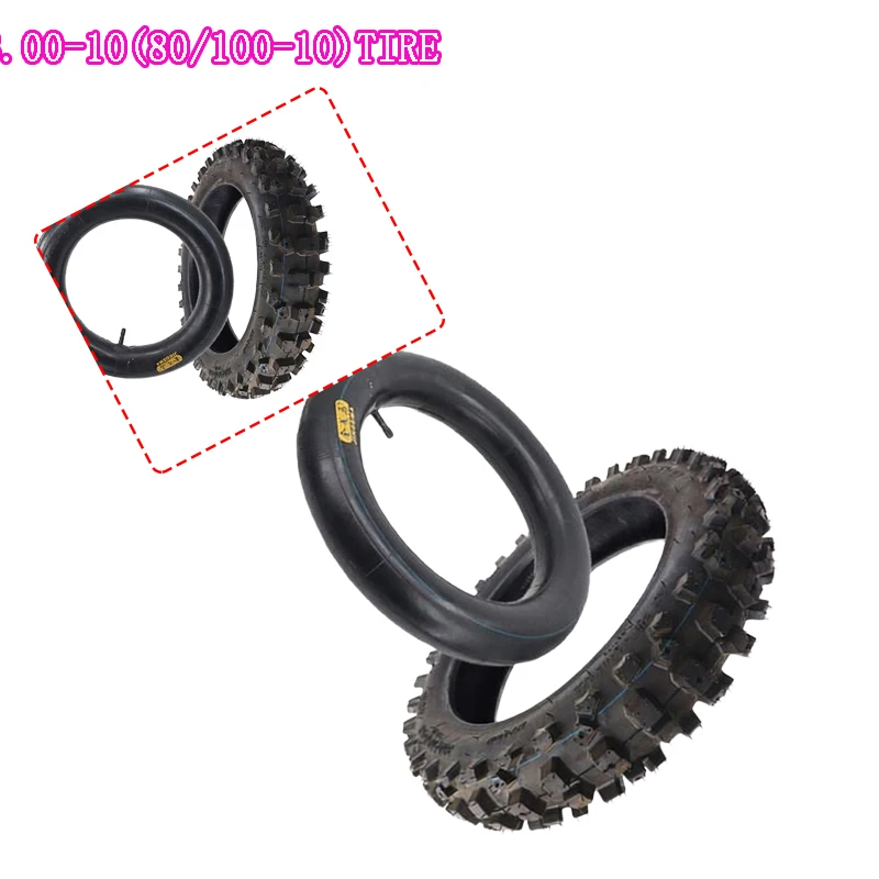 80/100-10 Motorcycle Tires & 3.00-10 Tube Set - Thickened, Wear-Resistant for Off-Road Riding Adventures
